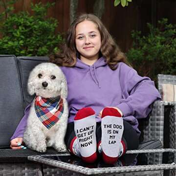 Cavertin Women's Novelty Socks with Gift Box Cat Lover Dog Mom Book Lover Cat Mom Llama Unicorn Sloth Corgi (Dog Lover)