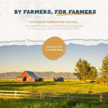 Farm Innovators 24 Quart Plastic Flat Back Heated Bucket with Metal Handle, Built In Thermostat, and Hidden Cord Compartment, 120 Watt