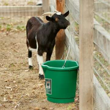 Farm Innovators 24 Quart Plastic Flat Back Heated Bucket with Metal Handle, Built In Thermostat, and Hidden Cord Compartment, 120 Watt