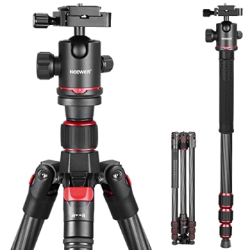 Lightweight NEEWER Carbon Fiber Tripod for DSLR & Smartphone
