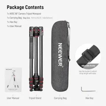 Lightweight NEEWER Carbon Fiber Tripod for DSLR & Smartphone