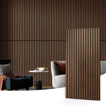 Art3d 2-Pack Acoustic Wood Slat Wall Panels for Interior Decor, 3D Fluted Sound Absorbing Wood Panel...