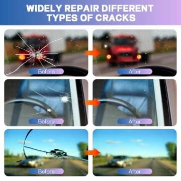 Windshield Crack Repair Kit, 2025 Upgrade 2 Bottles Nano Glass Crack Repair Liquid Quick Windshield Repair for Chips and Cracks, Bulls-Eye and Star-Shaped Crack-deepblack