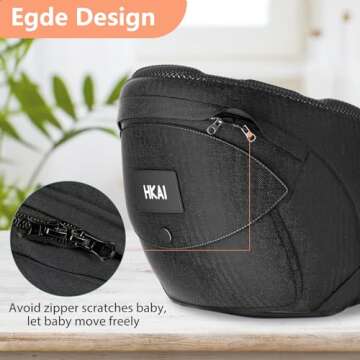 HKAI Baby Carrier Hip Seat, Mom’s Choice Award Winner, Advanced Large Capacity Pocket with Adjustable Waistband, Shock Absorption Hip Seat Surface for Newborns & Toddlers, (Black)