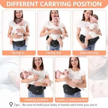 HKAI Baby Carrier Hip Seat, Mom’s Choice Award Winner, Advanced Large Capacity Pocket with Adjustable Waistband, Shock Absorption Hip Seat Surface for Newborns & Toddlers, (Black)