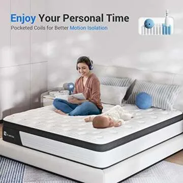 Avenco California King 12 Inch Hybrid Mattress - Medium Firm, CertiPUR-US Foam, Pressure Relief, Mot...