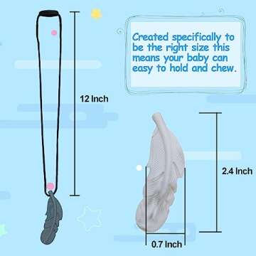 Sensory Chew Necklace for Kids, Boys and Girls, 5 Pack Silicone Feather Chewy Necklaces for Autism, ADHD, Chewing, Oral Motor Chewable Pendant for Mild Chewers