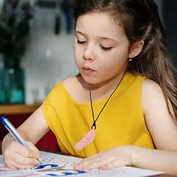 Sensory Chew Necklace for Kids, Boys and Girls, 5 Pack Silicone Feather Chewy Necklaces for Autism, ADHD, Chewing, Oral Motor Chewable Pendant for Mild Chewers