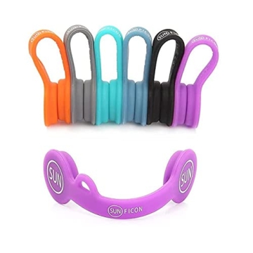 SUNFICON 6 Pack Magnetic Cord Organizers Cable Clips Cable Straps Silicone Twist Ties Colorful Headp...
