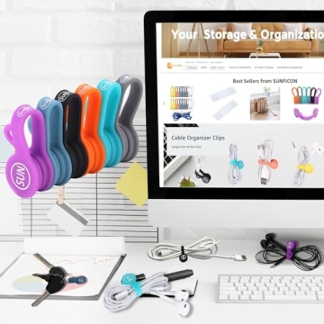 SUNFICON Magnetic Cord Organizers - 6 Pack Silicone Clips
