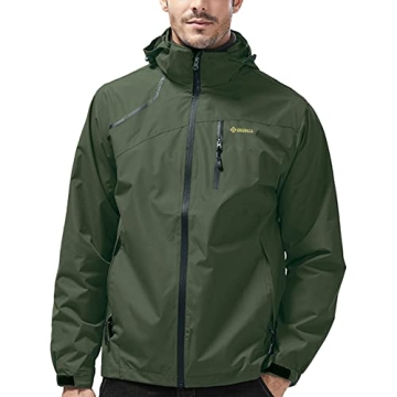 Kugnala Men's Lightweight Waterproof Rain Jacket - Windproof Hooded Coat for Hiking & Travel