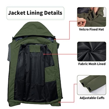 Men's Waterproof Lightweight Rain Jacket for Hiking & Travel