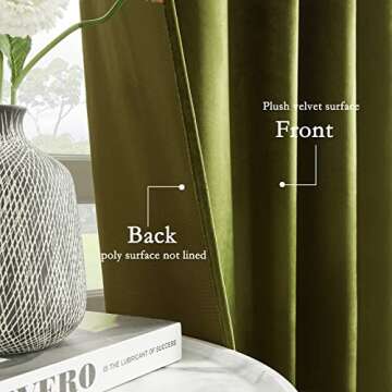 Luxury Insulated Velvet Curtains - Timeper Olive Green