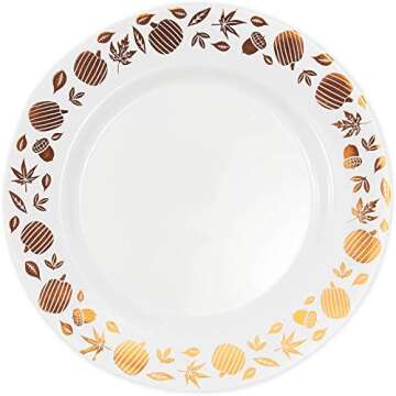 Juvale Thanksgiving Plates with Copper Foil Leaf Trim, 24 Pack