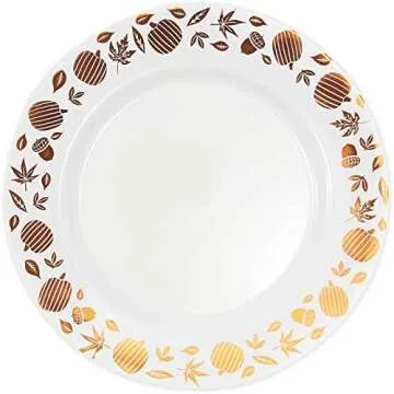 Juvale Thanksgiving Plates with Copper Foil Leaf Trim, 24 Pack