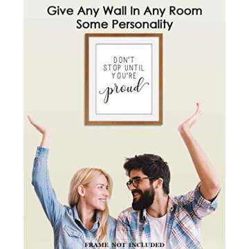 Inspirational Motivational Wall Art: Don't Stop Until You're Proud 8x10