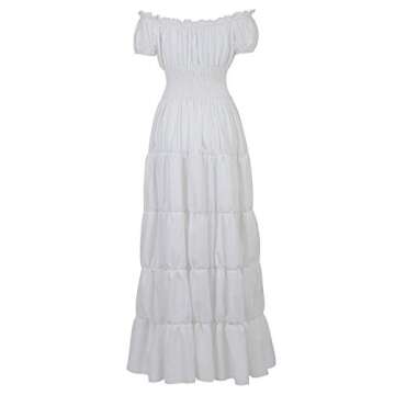 Renaissance Costume Women Medieval Chemise Dress Peasant Tops Irish Under Dress White-L