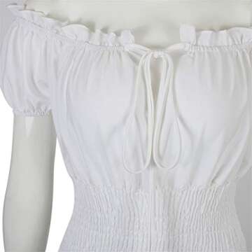 Renaissance Costume Women Medieval Chemise Dress Peasant Tops Irish Under Dress White-L