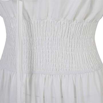 Renaissance Costume Women Medieval Chemise Dress Peasant Tops Irish Under Dress White-L