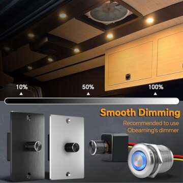 Obeaming 8 Pack 12 Volt LED Puck Light RV Recessed Mount Ceiling Light 2.75” 12V Down Light for Camper Van Truck Boat Interior Ceiling Kitchen Cabinet Lighting CRI 93 (Black/Warm White)