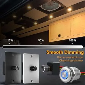 Obeaming 8 Pack 12 Volt LED Puck Light RV Recessed Mount Ceiling Light 2.75” 12V Down Light for Camper Van Truck Boat Interior Ceiling Kitchen Cabinet Lighting CRI 93 (Black/Warm White)