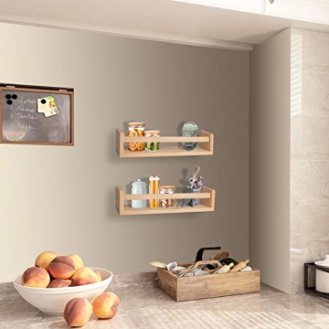 Natural Wood Floating Bookshelves for Kids' Rooms