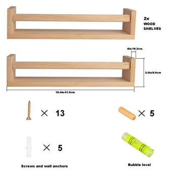 Natural Wood Floating Bookshelves for Kids' Rooms