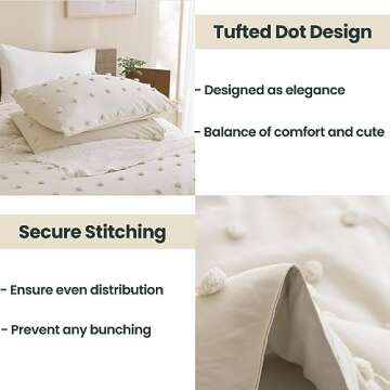 Paxrac Beige Comforter Set Twin/Twin XL, Cream 2 Pieces Tufted Comforter Set, Lightweight Neutral Bedding Set, Soft and Fluffy Microfiber Comforter for All Seasons (68x90in Comforter & 1 Pillowcases)