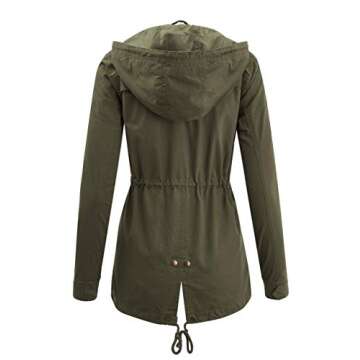 Fashion Boomy Women's Zip Up Military Anorak Jacket with Hood