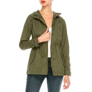Stylish Women's Military Anorak Jacket Zip Up