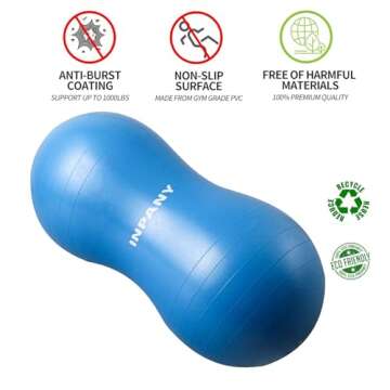 INPANY Peanut Ball - Anti Burst Exercise Ball for Labor Birthing, Physical Therapy for Kids, Core St...