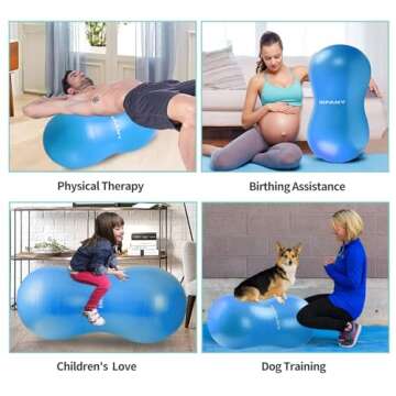 INPANY Peanut Ball - Anti Burst Exercise Ball for Labor Birthing, Physical Therapy for Kids, Core Strength, Flexible Seating, Home & Gym Fintness, Sensory Chair Wiggle Seat for Girls and Boys