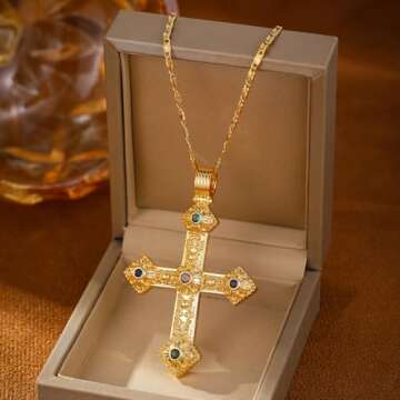 SHANG JIURUI Elegant Gold Cross Necklace - Timeless Religious Jewelry