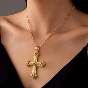 Elegant Gold Cross Necklace with 56cm Adjustable Chain