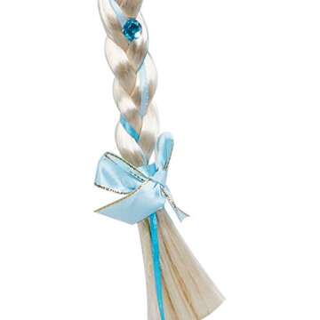 Elsa Princess Dress Up Accessories Frozen Jewelry Play Toy Set for Girls with Headband Braid Wig, Crowns, Necklaces, Wands, Rings, Bracelets Gloves Elsa Cinderella Costume Accessories