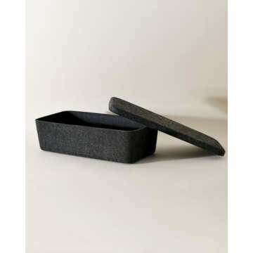 SortJoy 3-Piece Dark Grey Felt Storage Bins with Lids for Home and Office Organization