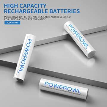 POWEROWL AAA Rechargeable Batteries High Capacity, Low Self Discharge HR03 Battery 1000mAh 1.2V NiMH...