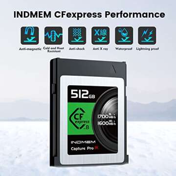 512GB CFexpress Type B Memory Card, Raw 8K Video Recording,up to 1700MB/s Read, 1600MB/s Write, Comp...