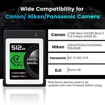 512GB CFexpress Type B Memory Card, Raw 8K Video Recording,up to 1700MB/s Read, 1600MB/s Write, Compatible with Nikon Z6/Z7/D6,Canon EOS-1DXMark III/EOS-R5,Panasonic S1/S1R,DJI Ronin 4D