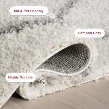 nuLOOM Tess Moroccan Shag Area Rug - 7x9 Shag Area Rug Modern/Contemporary White/Grey Rugs for Living Room Bedroom Dining Room Nursery