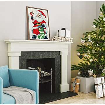 Kate and Laurel x Piddix Collaboration Santa Claus Framed Linen Textured Canvas Wall Art, 18x24 Gold...