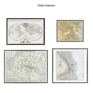 Kate and Laurel x Piddix Collaboration Santa Claus Framed Linen Textured Canvas Wall Art, 18x24 Gold, Decorative Holiday Wall Decor