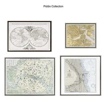 Kate and Laurel x Piddix Collaboration Santa Claus Framed Linen Textured Canvas Wall Art, 18x24 Gold, Decorative Holiday Wall Decor