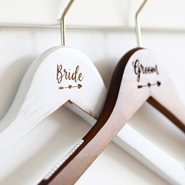 Elegant Wooden Wedding Hangers for Bride and Groom