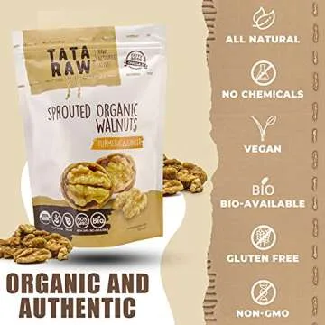 TATA RAW - Organic Sprouted Maple Walnuts - Turmeric, Ginger - 1 lb