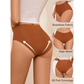 AIVEITE Womens Underwear Full Coverage No Show High Waisted Seamless Ladies Panty MultiPack