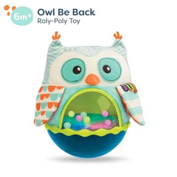 B. toys- B. baby- Owl Be Back- Baby Toy- Crawling- Tummy Time- Sensory & Musical Toy for Babies- Wobbling Toy with Colorful Balls – 6 Months