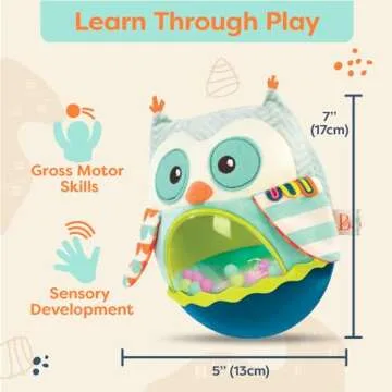 B. toys- B. baby- Owl Be Back- Baby Toy- Crawling- Tummy Time- Sensory & Musical Toy for Babies- Wobbling Toy with Colorful Balls – 6 Months