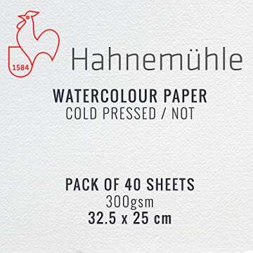 Hahnemuhle Watercolour Paper | Pack of 40 Sheets - Perfect for Artists