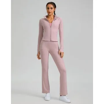 G Gradual Women's Cropped Workout Jacket Slim Fit Full Zip Athletic Running Gym Jackets for Women with Thumb Holes Pockets(Mauve Pink,XS)
